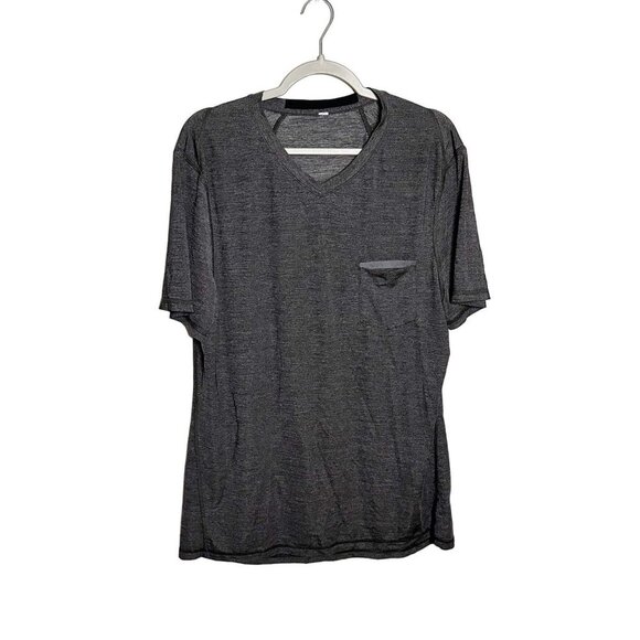 Lululemon Men's Up Front Short Sleeve Top Pullover T-Shirt V-Neck Gray Large - Picture 1 of 4